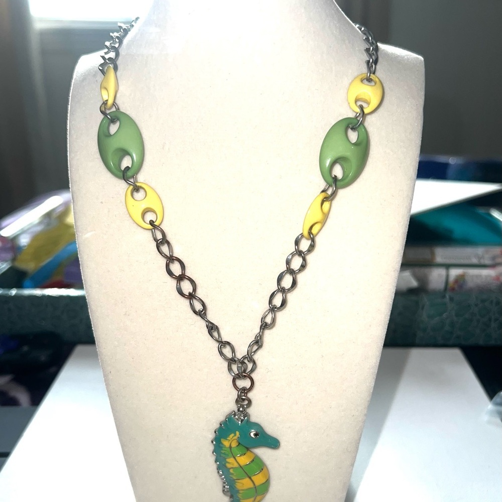 Green and‎ Yellow Seahorse Necklace